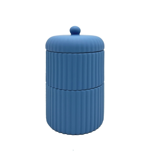 MAINSTAYS By Becky G. & Alejandra Blue 3-Piece Stacked Bathroom Canisters - Picture 5 of 7